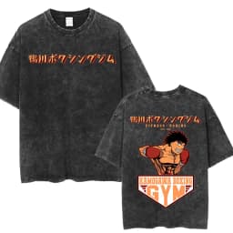 Anime Hajime No Ippo Kamogawa Boxing Gym Vintage Washed T-shirt Makunouchi Takamura KGB T Shirts Men Manga Oversized T-shirts