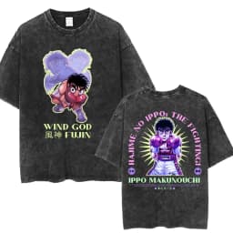 Anime Hajime No Ippo Kamogawa Boxing Gym Vintage Washed T-shirt Makunouchi Takamura KGB T Shirts Men Manga Oversized T-shirts