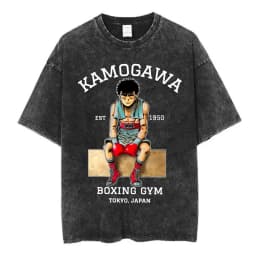 Anime Hajime No Ippo Kamogawa Boxing Gym Vintage Washed T-shirt Makunouchi Takamura KGB T Shirts Men Manga Oversized T-shirts