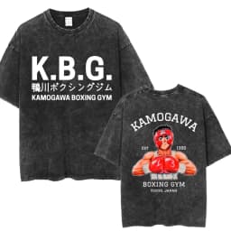 Anime Hajime No Ippo Kamogawa Boxing Gym Vintage Washed T-shirt Makunouchi Takamura KGB T Shirts Men Manga Oversized T-shirts