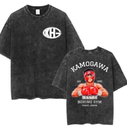 Anime Hajime No Ippo Kamogawa Boxing Gym Vintage Washed T-shirt Makunouchi Takamura KGB T Shirts Men Manga Oversized T-shirts