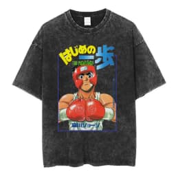 Anime Hajime No Ippo Kamogawa Boxing Gym Vintage Washed T-shirt Makunouchi Takamura KGB T Shirts Men Manga Oversized T-shirts