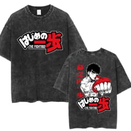 Anime Hajime No Ippo Kamogawa Boxing Gym Vintage Washed T-shirt Makunouchi Takamura KGB T Shirts Men Manga Oversized T-shirts
