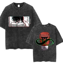 Anime Hajime No Ippo Kamogawa Boxing Gym Vintage Washed T-shirt Makunouchi Takamura KGB T Shirts Men Manga Oversized T-shirts