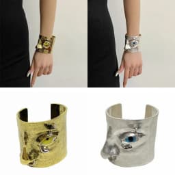 Vintage Facial Features Bracelet Exaggerated Open Cuff Cuff Bracelet Hand Crafted 3D Design Open Bangle