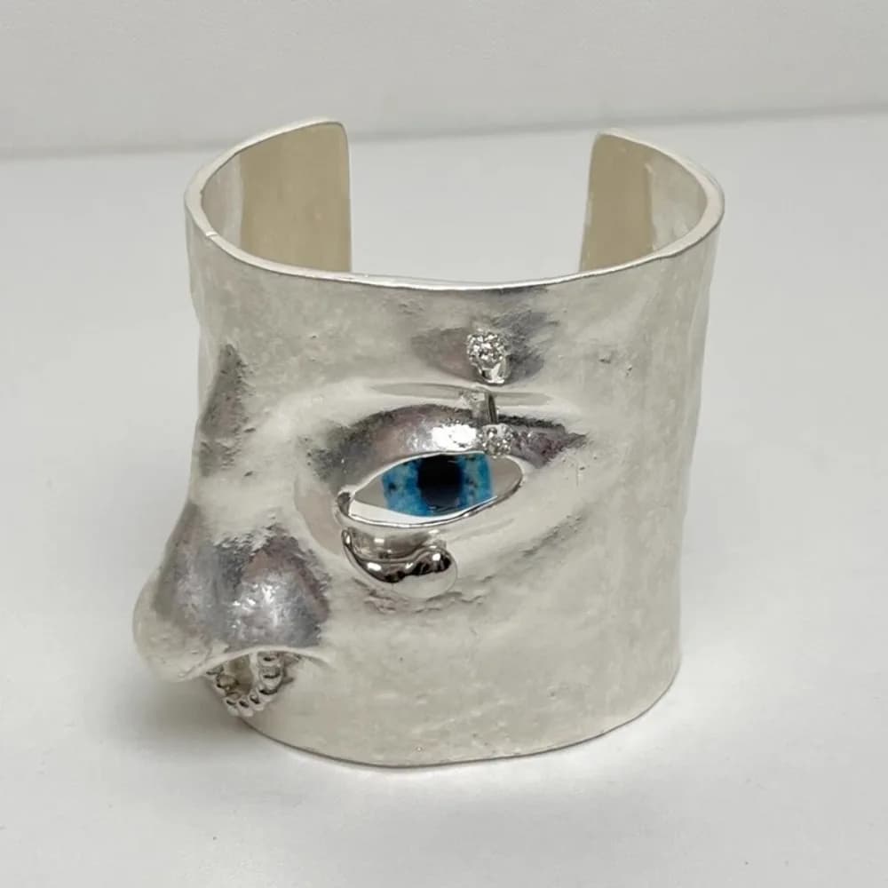 Vintage Facial Features Bracelet Exaggerated Open Cuff Cuff Bracelet Hand Crafted 3D Design Open Bangle