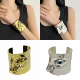 Vintage Facial Features Bracelet Exaggerated Open Cuff Cuff Bracelet Hand Crafted 3D Design Open Bangle
