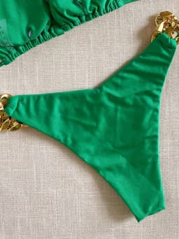 2026 New Sexy Triangle Swimsuit Solid Color Chain Decoration Split Bikini Set Beachwear Brazilian Swimwear Bathing Suit