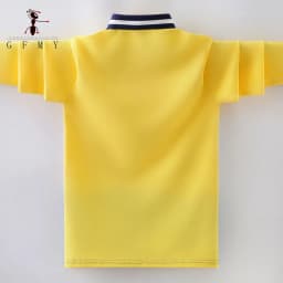 Boys Long Sleeve Polo Shirt Kids Contrast Color Collar Tops Children Casual Deer Embroidery Blue Yellow T Shirts for 3-14 Years