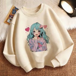 Harajuku Children's Sweatshirt Pullover Spring Japanese Style Anime Girl Crew Neck Graphic Print Hoodie Boy/Girl Kids Hoody