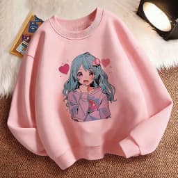 Harajuku Children's Sweatshirt Pullover Spring Japanese Style Anime Girl Crew Neck Graphic Print Hoodie Boy/Girl Kids Hoody
