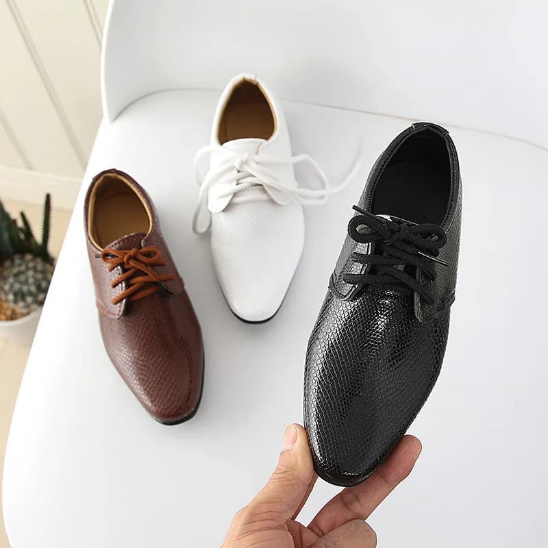 2026 Boys Leather Shoes Kids Flats Lace-up Children's Wedding Shoes For Toddlers Boy & Big Boys Fashion For Performance