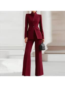 Elegant Long Sleeved Blazer+Pants Suit Autumn Simple Solid Color Commuting Outfit Women's Temperament Slim Fit Professional Set