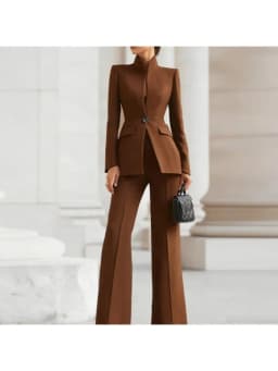 Elegant Long Sleeved Blazer+Pants Suit Autumn Simple Solid Color Commuting Outfit Women's Temperament Slim Fit Professional Set