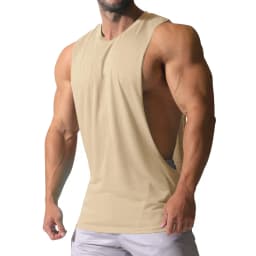 Summer Men's Wide Shoulder Vest Solid Color Sports Side Large Split Loose Vest Sleeveless Vest