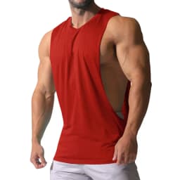 Summer Men's Wide Shoulder Vest Solid Color Sports Side Large Split Loose Vest Sleeveless Vest