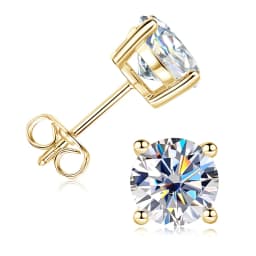Lnngy 0.3-2CT Moissanite Stud Earrings for Women 14k Gold Filled Sparkling Four Claws Lab Diamond Earring With Certificates