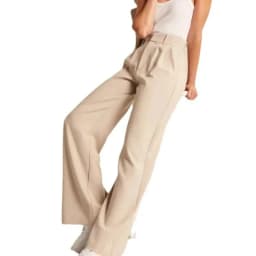 Women's High-Waisted Straight-Leg Trousers Casual Office Wear Slim-Fit Cut Solid-Colour Suit Trousers