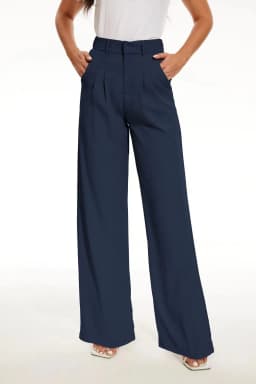Women's High-Waisted Straight-Leg Trousers Casual Office Wear Slim-Fit Cut Solid-Colour Suit Trousers