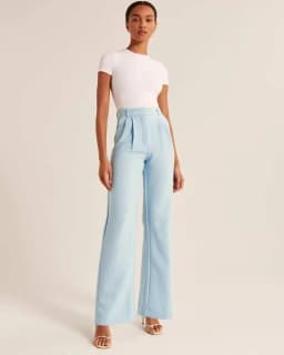 Women's High-Waisted Straight-Leg Trousers Casual Office Wear Slim-Fit Cut Solid-Colour Suit Trousers