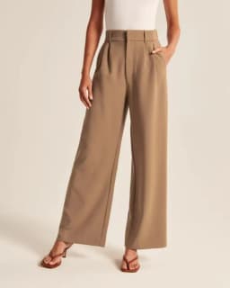 Women's High-Waisted Straight-Leg Trousers Casual Office Wear Slim-Fit Cut Solid-Colour Suit Trousers