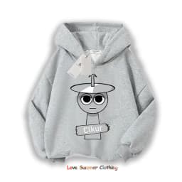Sprunki Thick Hoodie for Children Anime Cartoon Fashion Sweatshirt Boys Girls Autumn Winter Hip Hop Hooded Hoodies Kids Clothes