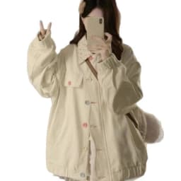 New College Style Dopamine Style Floral Lapel Jacket Women's Spring and Autumn New Design Loose Coat Top