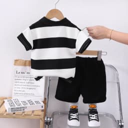 Summer Baby Boys Clothing Set Cotton Short Sleeve Striped Lapel Shirt Shorts 2Pcs Suit For 1-5 Years Kids Children Casual Outfit