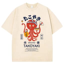 Funny Japanese Osaka Dotonbori Drunken Octopus Vintage Washed T Shirts Men Women Casual Fashion 100% Cotton Short Sleeve T-shirt