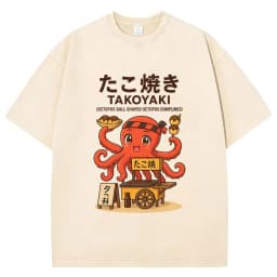 Funny Japanese Osaka Dotonbori Drunken Octopus Vintage Washed T Shirts Men Women Casual Fashion 100% Cotton Short Sleeve T-shirt