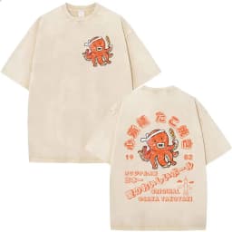 Funny Japanese Osaka Dotonbori Drunken Octopus Vintage Washed T Shirts Men Women Casual Fashion 100% Cotton Short Sleeve T-shirt