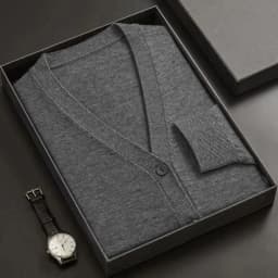 Mens New V-Neck Knitted Cardigan Long Sleeve Button Down Sweater Coat Solid Color Lightweight Thick Warm Winter Outerwear