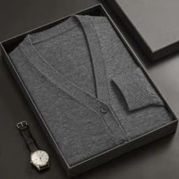 Mens New V-Neck Knitted Cardigan Long Sleeve Button Down Sweater Coat Solid Color Lightweight Thick Warm Winter Outerwear