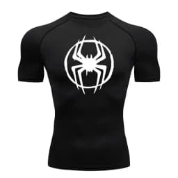 Men's Stylized Red Spider Compression Workout T-Shirt | Quick Dry Muscle Fit Athletic Tee for Gym & Bodybuilding