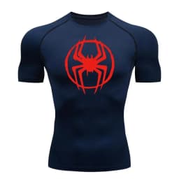 Men's Stylized Red Spider Compression Workout T-Shirt | Quick Dry Muscle Fit Athletic Tee for Gym & Bodybuilding