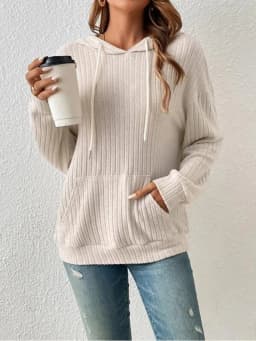 Autumn Winter European American Hooded Knitwear Long Sleeve Striped Kangaroo Pocket Sweater for Men
