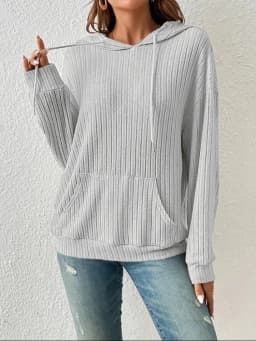 Autumn Winter European American Hooded Knitwear Long Sleeve Striped Kangaroo Pocket Sweater for Men