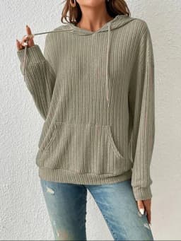 Autumn Winter European American Hooded Knitwear Long Sleeve Striped Kangaroo Pocket Sweater for Men