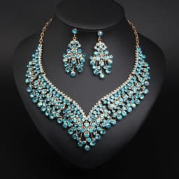 Diamond-studded necklace and earrings set. High-quality waterproof jewelry. Gift for your wife.