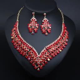 Diamond-studded necklace and earrings set. High-quality waterproof jewelry. Gift for your wife.
