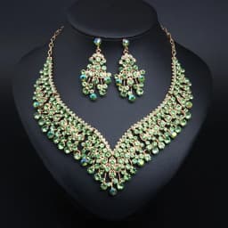 Diamond-studded necklace and earrings set. High-quality waterproof jewelry. Gift for your wife.