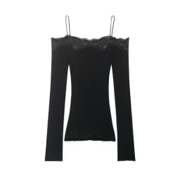 Lace Trim Off Shoulder Long Sleeve Knit Top for Women, Sexy Slim Fit Camisole, Spring Summer Casual Fashion Top