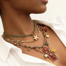 KMVEXO 4PCS/Set Bohemian Multilayer Necklace Imitate Enamel Fish Charm Colorful Beads Elegant Women Long Choker Vacation Jewelry