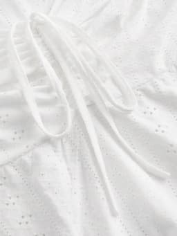Plus Size Women's White Eyelet Spaghetti Strap Peplum Top