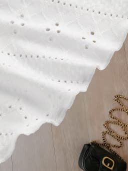 Plus Size Women's White Eyelet Spaghetti Strap Peplum Top