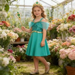  Girls Jasmine Inspired Sequin Off-Shoulder Dress with Crown Wand & Jewelry Set Summer Children's Party Performance Costumes