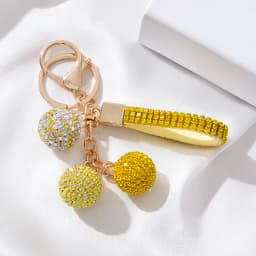 Women's Fashion Jewelry Rhinestone Covered Ball Key Ring Car Keychain Bag Pendant - Elegant Accessory for Automobile Keys