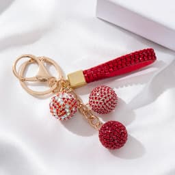 Women's Fashion Jewelry Rhinestone Covered Ball Key Ring Car Keychain Bag Pendant - Elegant Accessory for Automobile Keys