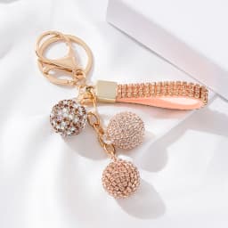 Women's Fashion Jewelry Rhinestone Covered Ball Key Ring Car Keychain Bag Pendant - Elegant Accessory for Automobile Keys