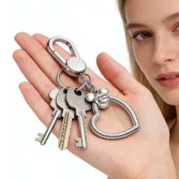 925 Sterling Silver Keychain Mickey Mouse Charm Heart Shape Snake Chain Charm Holder DIY Cartoon Jewelry Gift For Women Girl